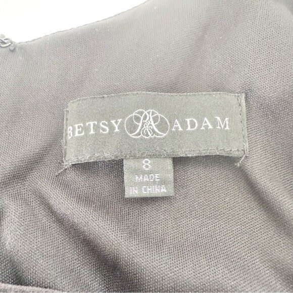 Betsy and Adam Ella Velvet One Shoulder Long Black Gown Dress Size 8 - Picture 10 of 11